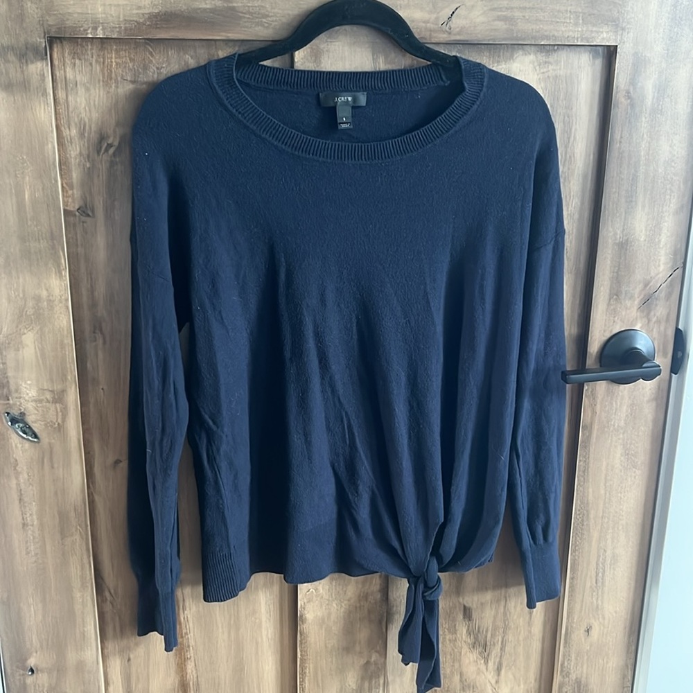 J crew 💚  Navy Long Sleeve Top with Tie Detail